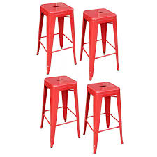 Amazon Com Amerihome Metal Bar Stool Set 30 Inch Red Set Of 4 Kitchen Amp Dining Barhocker Metall Kuchenstuhle Barhocker