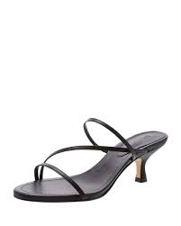 Camssoo women's kitten low heel slip on sandals bowknot open toe backless mules slipper. Schutz Evenise Strappy Kitten Heel Leather Sandals Neiman Marcus