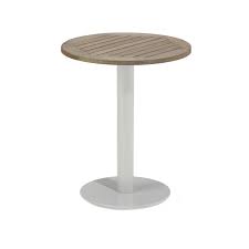 Brown/black medium round wood coffee table with storage shelf. Travira 24 Inch Round Patio Bistro Table W Tekwood Vintage Top By Oxford Garden Bbqguys