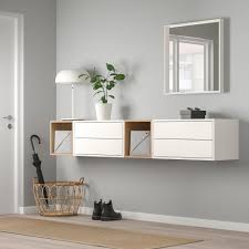 Eket Schrankkombination Fur Wandmontage Weiss Eicheneff Wlas Online Oder Im Einrichtungshaus Ikea Osterreich Flur Mobel Haus Deko Ikea Ideen