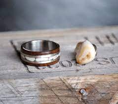Mens Wedding Band Dark Walnut And Elk Ivory By Sterlingssilver Elk Ivory Jewelry Elk Ivory Ring Elk Ivory