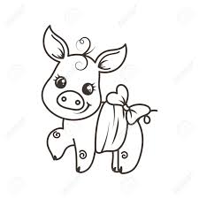 Pig coloring page to download and coloring. Cute Cartoon Baby Pig Vector Illustration Coloring Page Royalty Free Cliparts Vectors And Stock Illustration Image 103196768