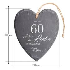 Möchten sie glückwünsche zum hochzeitstag überbringen, können sie dies auch ein fotobuch bestellen, alle schöne alten fotos von den letzten 20 jahre suchen und zusammenstellen. Schieferherz Zur Diamantenen Hochzeit Personalisiert