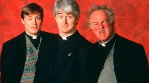 Ardal o'hanlon (father dougal), dermot morgan (father ted), pauline mclynn (mrs doyle) and frank kelly (father jack) in father ted. Watch Father Ted Prime Video