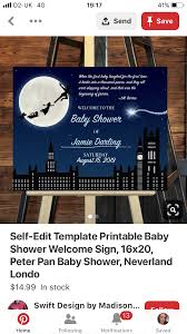 Pin By Chelsea Dawson On Peter Pan Baby Shower Baby Shower Template Printable Shower
