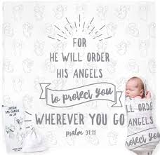 Amazon Com Christian Baby Swaddle Bible Quote Blanket And Cap Gift Set Integrated Card With Welcoming Prayer For Christening Baptism Shower Sentimental Receiving Blanket Boy Girl Gift Card Not Required Baby