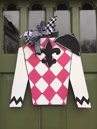Harlequin Jockey Silks Door Hanger Kentucky Derby Theme Jockey Silks Derby Party