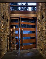 A Spectacular Modern Mountain Style Dwelling In Martis Camp Contemporary Front Doors Front Door Design Door Design