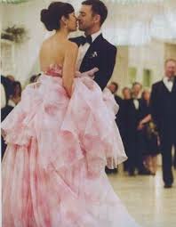 Jessica Biel Justin Timberlake Wedding Pink Wedding Gowns Celebrity Bride Pink Wedding Dress