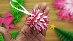 Accents and petals specializes in creating floral decorations from paper, wood shavings and other recycled materials for weddings and other craft projects. 3d Christmas Tree Ornaments Paper Ornaments For Christmas Decorations Paper Ball Ornaments Youtube