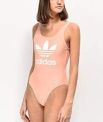 Adidas Trefoil Dusty Pink One Piece Swimsuit Zumiez Adidas Swimwear One Piece One Piece Swimsuit