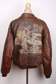 Vtg Avirex A 2 Usaaf I Ll Be Seeing You Ltd Edition Leather Flight Jacket Xl Leather Flight Jacket Painted Leather Jacket Flight Jacket
