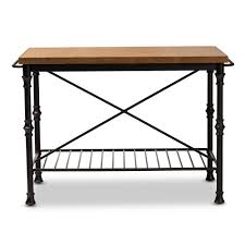 Baxton Studio Perin Dark Oak Brown And Dark Bronze Kitchen Island Table 150 8092 Hd The Home Depot In 2020 Kitchen Island Table Bronze Kitchen Island Table