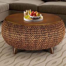Gallerie Decor Bali Breeze Round Storage Table Walmart Com In 2020 Coffee Table Round Coffee Table Storage Ottoman Coffee Table