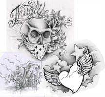 Three Pieces Of My Upcoming Bo By Willemxsm Tattoo Flash Art Tattoo Design Drawings Flash Art