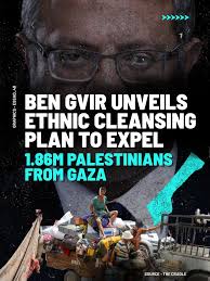 Far-right Israeli minister Itamar Ben-Gvir reportedly plans relocation of 1.86M  Palestinians from Gaza over 7 years Initiative could receive up to $15.6B  in Israeli financing and become key demand of Ben-Gvir's Jewish