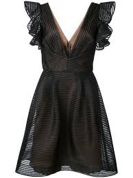 Shop Marchesa Notte Ruffled Fit And Flare Dress Little Black Cocktail Dress Fit And Flare Cocktail Dress Designer Cocktail Dress