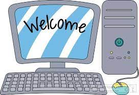 Computers Clipart Desktop Computer With Welcome On The Screen Classroom Clipart Desktop Computers Classroom Clipart Kids Computer