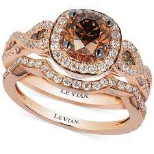 Le Vian Chocolatier Diamond Bridal Set 1 5 8 Ct T W In 14k Rose 6 227 Chocolate Diamond Wedding Rings Diamond Wedding Rings Sets Rings Jewelry Fashion
