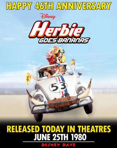 Happy 46th Anniversary Herbie Goes Bananas! 🚗🍌🎉 Released on June 25,  1980, Herbie Goes Bananas marked the fourth adventure for Disney's lovable  Volkswagen Beetle with a mind of its own. Loosely continuing