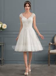 Ich stelle euch mein hochzeitskleid vor welches ich tatsächlich auch zu meiner eigenen standesamtlichen trauung getragen habe. A Line V Neck Knee Length Tulle Lace Wedding Dress 002153430 Jenjenhouse Brautkleid Knielang Hochzeit Kleidung Brautkleid