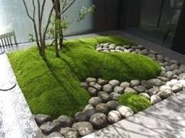 Modern Japanese Style Garden Mound Of Moss And Round Rocks Moderngardens Japanesegarden Small Japanese Garden Modern Japanese Garden Japanese Garden Design