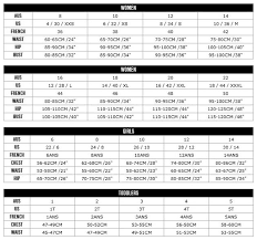 Size Charts Aqua Swim Supplies