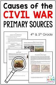 If You Teach 4th Or 5th Grade History This Set Of Causes Of The Civil War Worksheets Is For You Primary Sources Social Studies Lesson Plans Virginia Studies