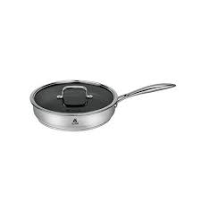 Wihyy Flat Frying Pan Cookware Multifunction Nonstick No Fumes Household Stainless Steel Silver 28cm Frying Pan Household Pan
