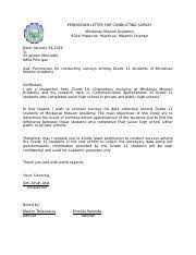 Letter of permission for practical research. Letter In Conducting Survey Docx Permission Letter For Conducting Survey Mindanao Mission Academy 9024 Poblacion Manticao Misamis Oriental Date Course Hero