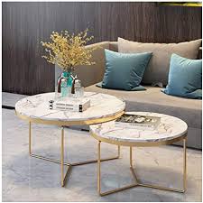 Keep a tight color palette. 2 Piece Modern Round Coffee Table Simplistic End Table Decor Couch Bedside For Home Living Room Marble Metal Base Nesting Amazon Ca Home