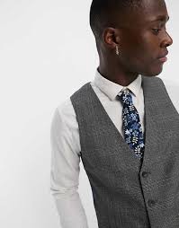 Mens grey waistcoat suit sales