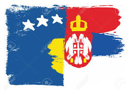 This image shows a flag, a coat of arms, a seal or some other official insignia. Kosovo Flag Serbia Flag Vector Hand Painted With Rounded Brush Royalty Free Cliparts Vectors And Stock Illustration Image 98086179