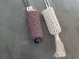 Rainbow Hemp Macrame Lighter Holder On A Neckcord Never Lose Etsy In 2021 Macrame Diy Holder Diy Crystals