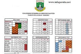 Indonesian calendar with important holidays. Download Kalender Pendidikan Provinsi Banten Tahun Pelajaran 2020 2021 Infoguruku