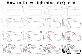 In this stage, add the rims and lower segments of the grille. How To Draw Lightning Mcqueen Step By Step Pictures