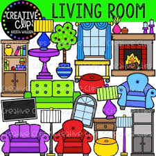 A sofa/couch, a recliner, an armchair, a cabinet, a stool, an end table, a rug, a coffee table, an entertainment center, a plant, a picture frame, a lamp, a waste basket, cushions, a shelf. Room Clipart Worksheets Teaching Resources Teachers Pay Teachers