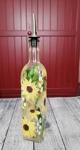 Hand Painted Olive Oil Dispenser Sunflowers House Warming Etsy Olive Oil Dispenser Oil Dispenser Hand Painted