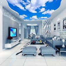 This happy retro floral pattern adds an invigorating splash of. High Quality Blue Sky Clouds Custom Ceiling Wall Paper For Living Room Bedroom Home And Commerce Ceilin Wallpaper Ceiling Ceiling Murals 3d Wallpaper Ceiling