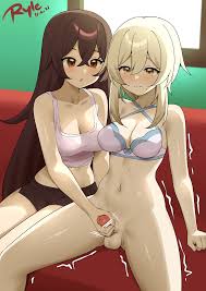 ryle genshin impact amber (genshin impact) lumine bottomless bra censored  futanari handjob | 882509 | yande.re