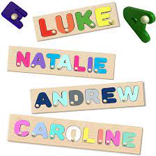 A meaningful birthday gift for baby girls and baby boys, a great montessori toy. Amazon Com Kidzco Wooden Name Puzzle With Peg Or No Peg Kids Educational Toy For Toddlers Babies Home Kitchen