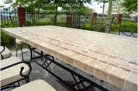 Need shade for your outdoor feasts? 160 200 240cm Italian Mosaic Marble Outdoor Patio Table Wrought Iron Tuscany