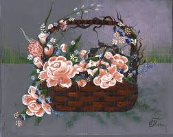 The flowers fill the basket and start at any point you wish; Flower Basket Painting By Ketti Peeva
