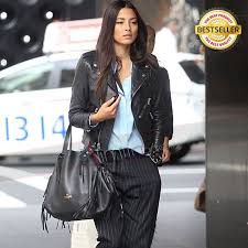 Jessica Gomes Stylish Biker Black Leather Jacket Jessica Gomes Fashion Leather Jackets Women
