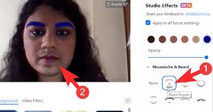 The second section of studio effects is dedicated to adding and editing a beard/mustache. Zoom Studio Effects How To Change Your Eyebrow Lip Color Moustache And Beard With Filters
