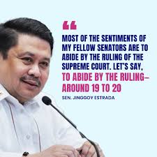 Nasa 19-20 Senators umano ang susunod sa utos ng Supreme Court ayon kay  Senate President Pro Tempore Sen. Jinggoy Estrada.