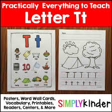 Letter t words and pictures printable cards: Letter T Alphabet Printables And Centers By Simply Kinder Tpt
