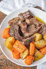 Place in large roasting pan on top of oxo mixture and sprinkle roast on all sides with spices. Classic Pot Roast Oven Ip Crockpot Directions Dinner Then Dessert