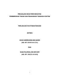 Contoh surat penamatan kontrak perkhidmatan pembersihan. Perjanjian Pembersihan Tanah