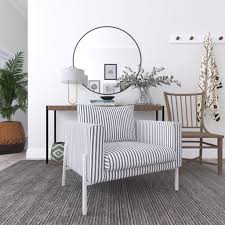 Foyer Armchair Farmhouse Ticking Stripe White Chair Covers Arm Chair Covers White Chair